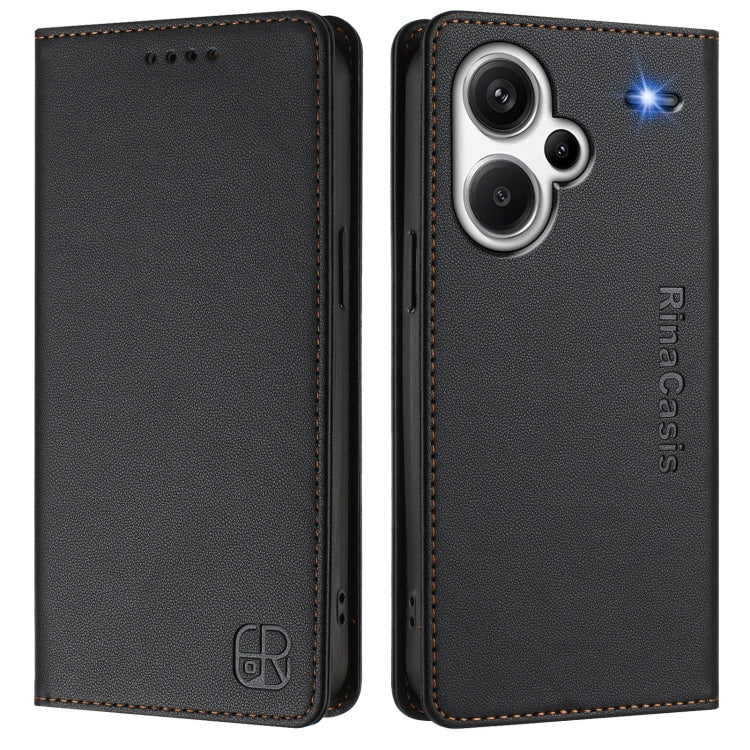 For Redmi Note 13 Pro+ 5G Global RC01 Dual-Folded Magnetic Suction RFID Leather Phone Case