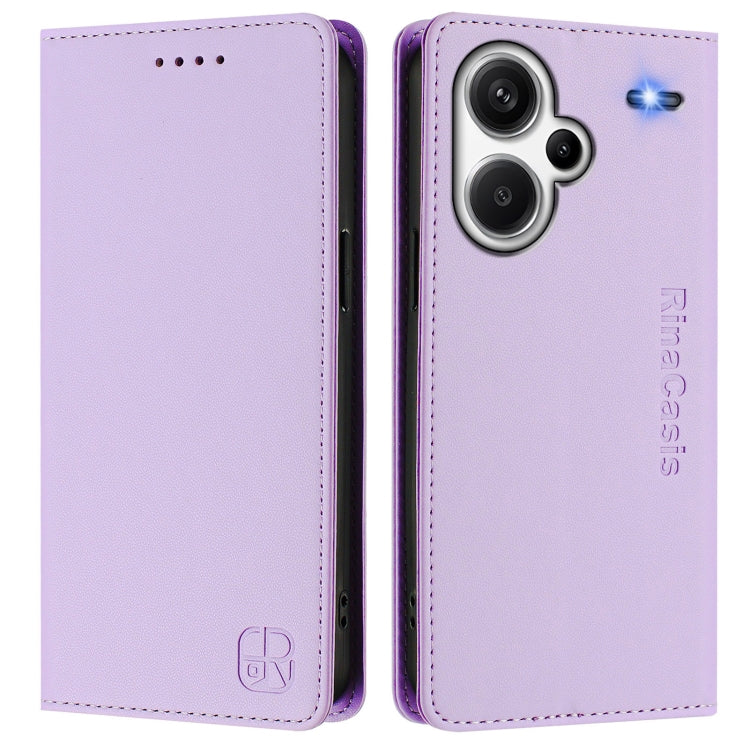 For Redmi Note 13 Pro+ 5G Global RC01 Dual-Folded Magnetic Suction RFID Leather Phone Case