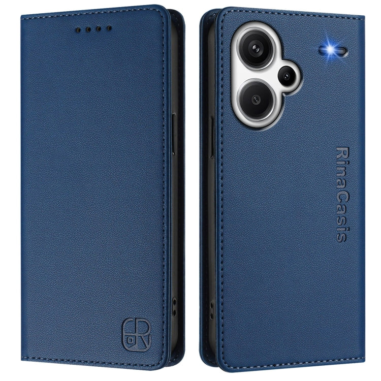 For Redmi Note 13 Pro+ 5G Global RC01 Dual-Folded Magnetic Suction RFID Leather Phone Case