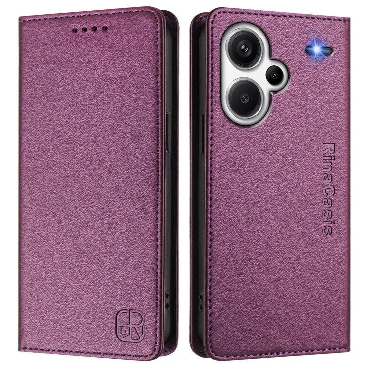 For Redmi Note 13 Pro+ 5G Global RC01 Dual-Folded Magnetic Suction RFID Leather Phone Case