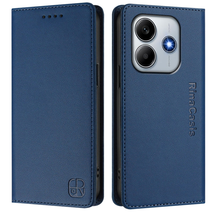 For Redmi Note 14 5G RC01 Dual-Folded Magnetic Suction RFID Leather Phone Case