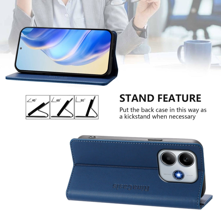 For Redmi Note 14 5G RC01 Dual-Folded Magnetic Suction RFID Leather Phone Case