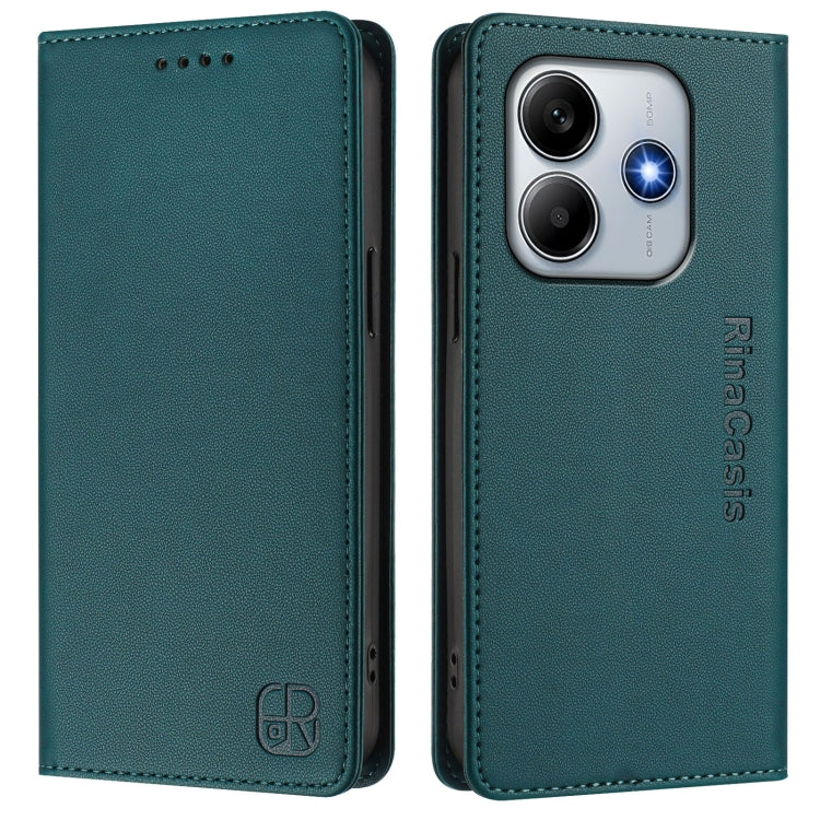 For Redmi Note 14 5G RC01 Dual-Folded Magnetic Suction RFID Leather Phone Case