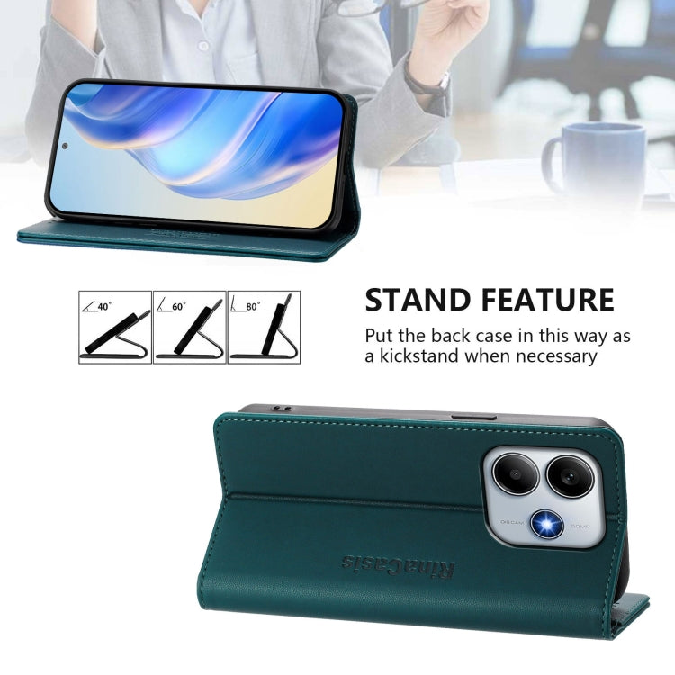 For Redmi Note 14 5G RC01 Dual-Folded Magnetic Suction RFID Leather Phone Case