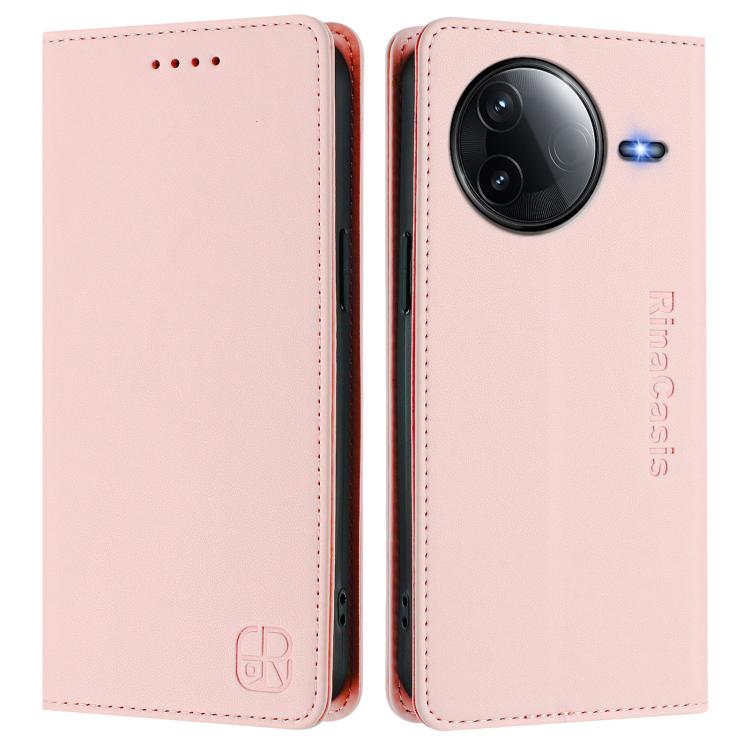 For Redmi K80 / K80 Pro RC01 Dual-Folded Magnetic Suction RFID Leather Phone Case