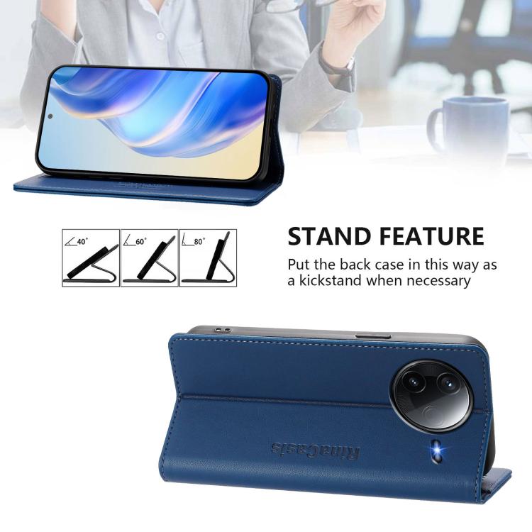 For Redmi K80 / K80 Pro RC01 Dual-Folded Magnetic Suction RFID Leather Phone Case