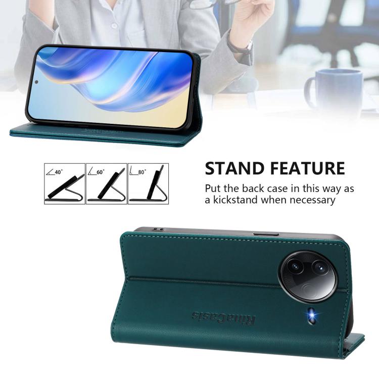 For Redmi K80 / K80 Pro RC01 Dual-Folded Magnetic Suction RFID Leather Phone Case
