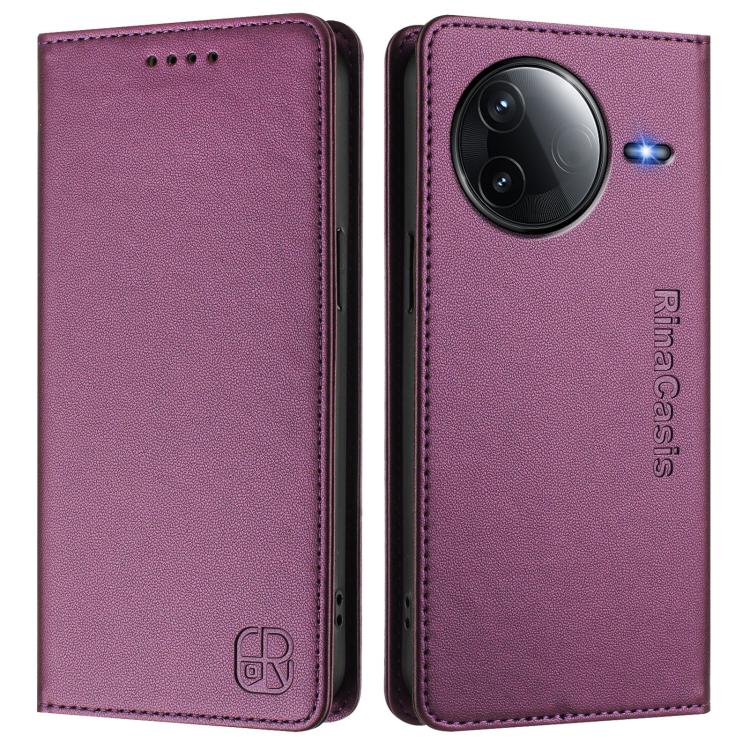 For Redmi K80 / K80 Pro RC01 Dual-Folded Magnetic Suction RFID Leather Phone Case