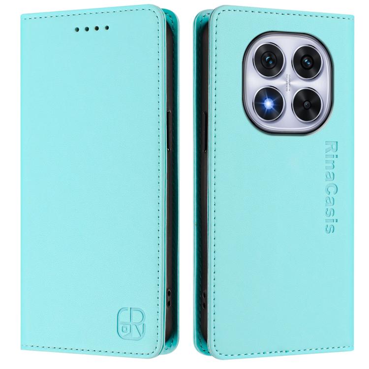 For Redmi Note 14 Pro 4G RC01 Dual-Folded Magnetic Suction RFID Leather Phone Case