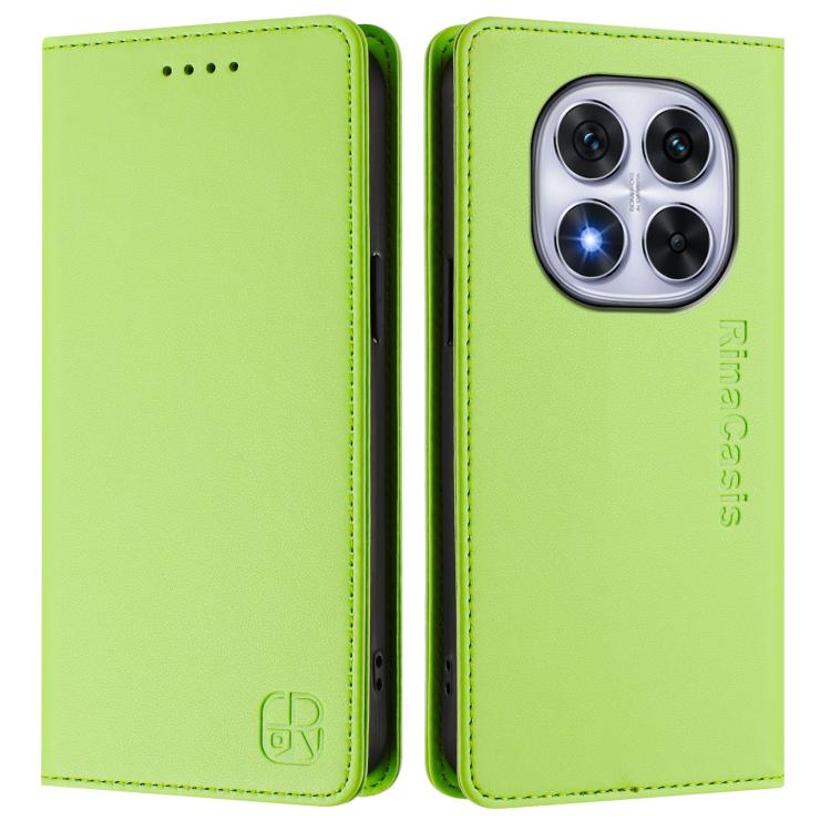 For Redmi Note 14 Pro 4G RC01 Dual-Folded Magnetic Suction RFID Leather Phone Case
