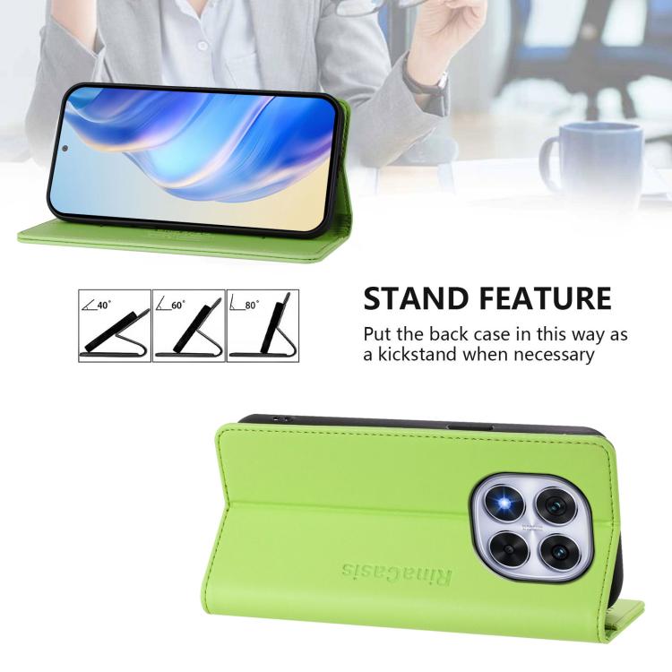 For Redmi Note 14 Pro 4G RC01 Dual-Folded Magnetic Suction RFID Leather Phone Case
