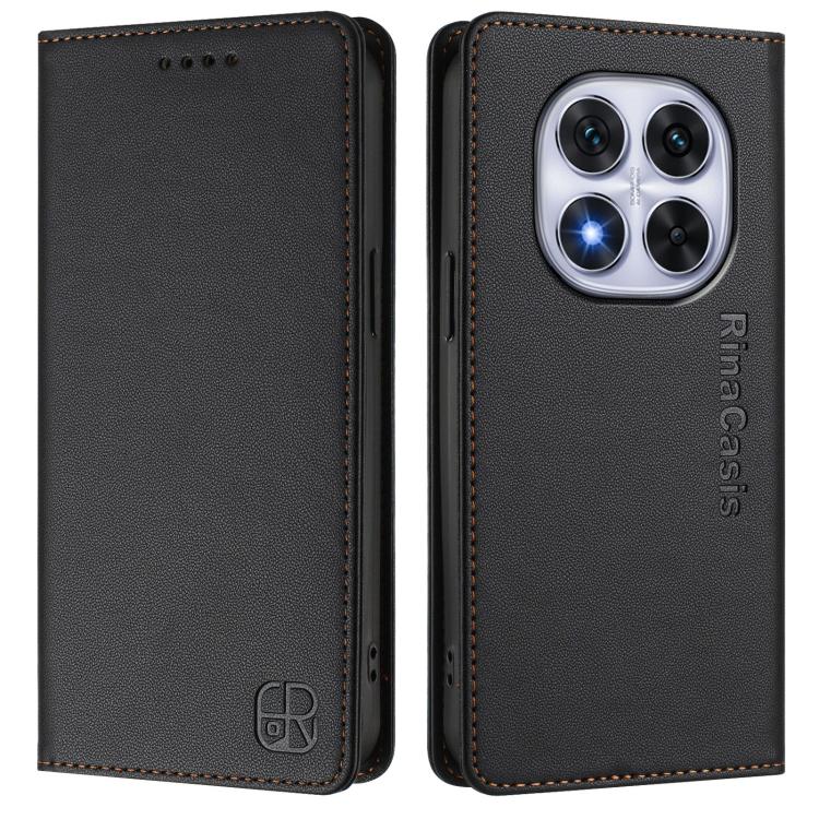 For Redmi Note 14 Pro 4G RC01 Dual-Folded Magnetic Suction RFID Leather Phone Case