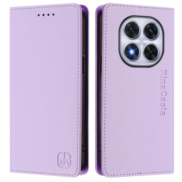 For Redmi Note 14 Pro 4G RC01 Dual-Folded Magnetic Suction RFID Leather Phone Case