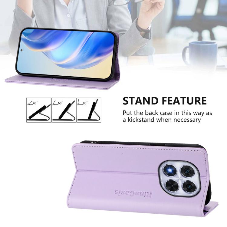 For Redmi Note 14 Pro 4G RC01 Dual-Folded Magnetic Suction RFID Leather Phone Case