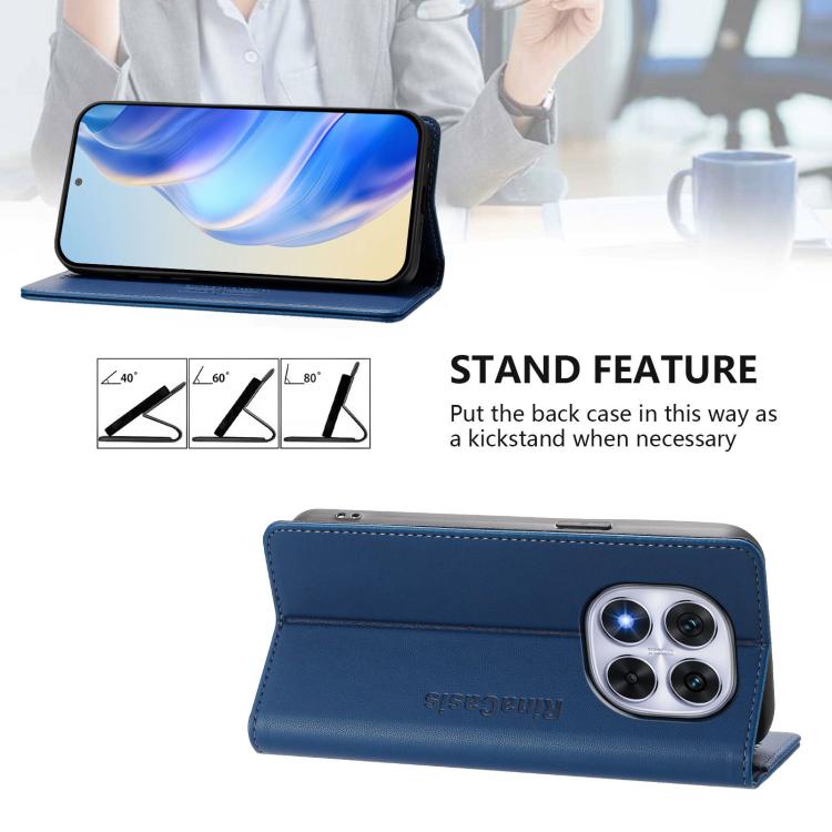 For Redmi Note 14 Pro 4G RC01 Dual-Folded Magnetic Suction RFID Leather Phone Case