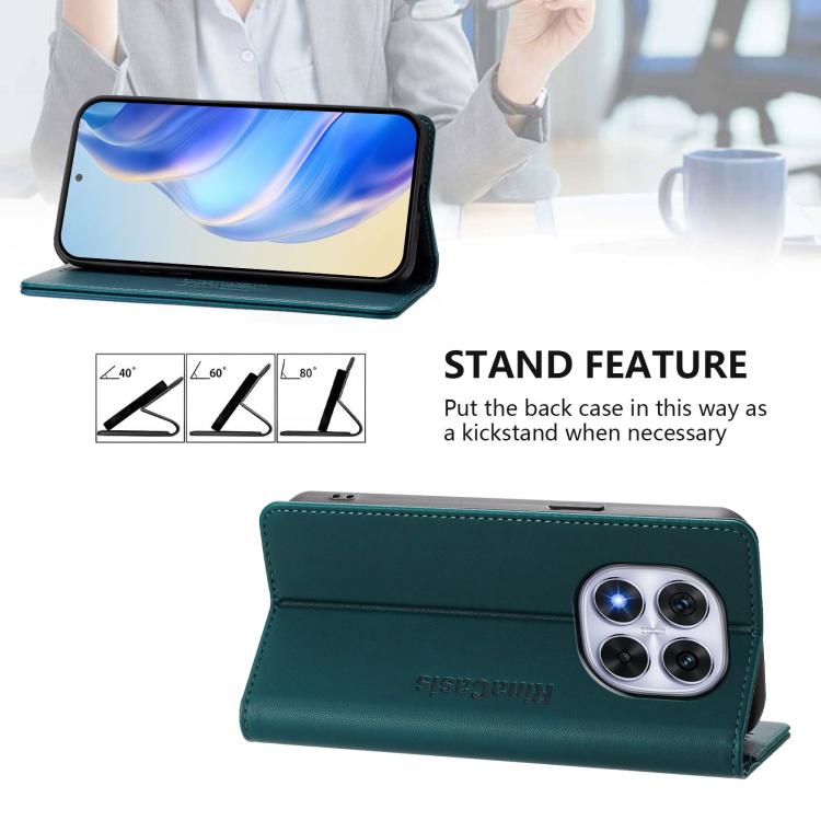 For Redmi Note 14 Pro 4G RC01 Dual-Folded Magnetic Suction RFID Leather Phone Case
