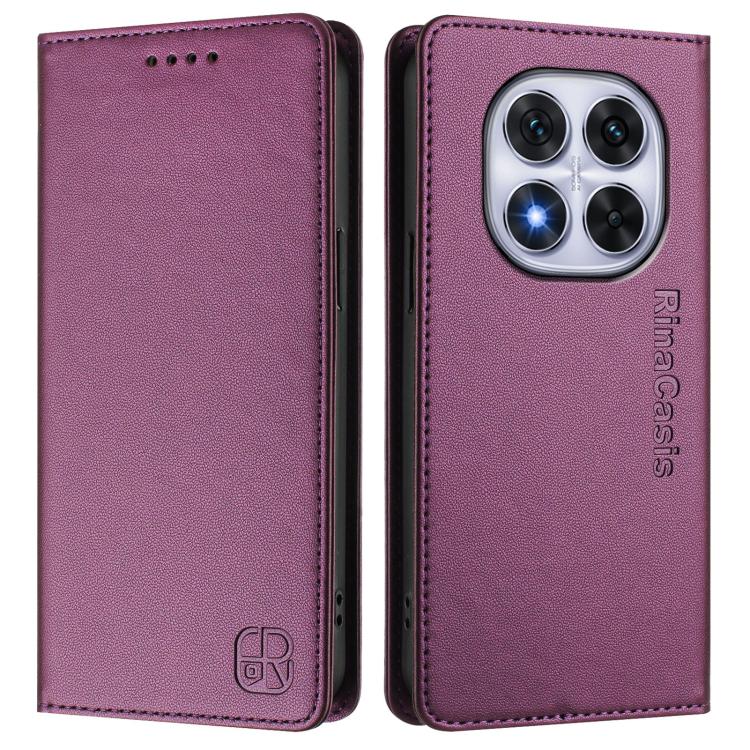For Redmi Note 14 Pro 4G RC01 Dual-Folded Magnetic Suction RFID Leather Phone Case