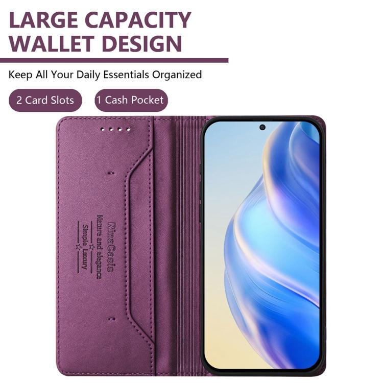 For Redmi Note 14 Pro 4G RC01 Dual-Folded Magnetic Suction RFID Leather Phone Case