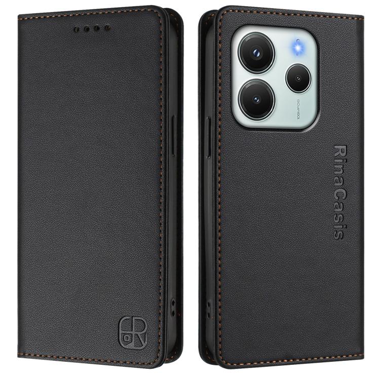 For Redmi Note 14 4G 164.84mm EU Version RC01 Dual-Folded Magnetic Suction RFID Leather Phone Case