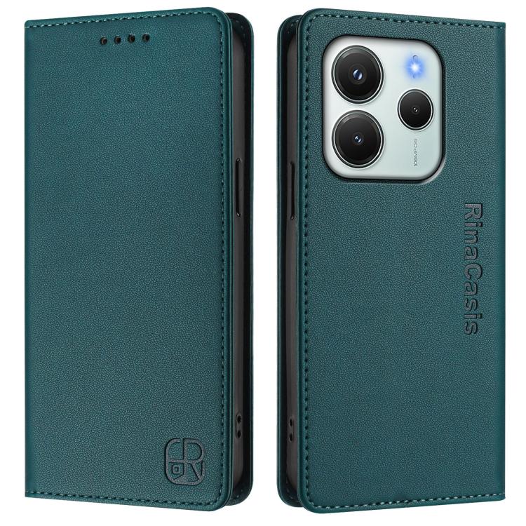 For Redmi Note 14 4G 164.84mm EU Version RC01 Dual-Folded Magnetic Suction RFID Leather Phone Case