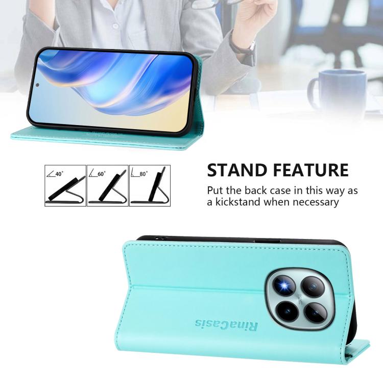 For Redmi Note 15 Pro+ 5G Global 163.3mm RC01 Dual-Folded Magnetic Suction RFID Leather Phone Case