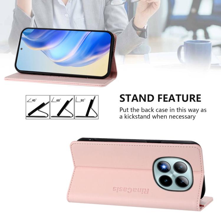 For Redmi Note 15 Pro+ 5G Global 163.3mm RC01 Dual-Folded Magnetic Suction RFID Leather Phone Case