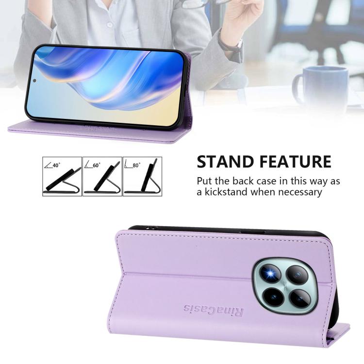 For Redmi Note 15 Pro+ 5G Global 163.3mm RC01 Dual-Folded Magnetic Suction RFID Leather Phone Case