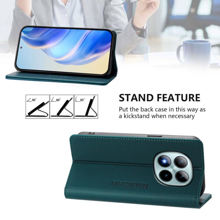 For Redmi Note 15 Pro+ 5G Global 163.3mm RC01 Dual-Folded Magnetic Suction RFID Leather Phone Case