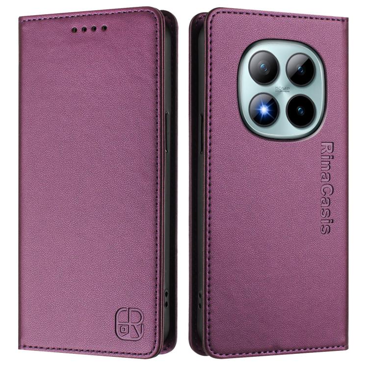 For Redmi Note 15 Pro+ 5G Global 163.3mm RC01 Dual-Folded Magnetic Suction RFID Leather Phone Case