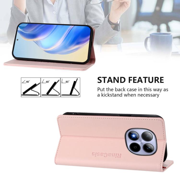 For Redmi Note 15 Pro 5G Global 163.6mm RC01 Dual-Folded Magnetic Suction RFID Leather Phone Case