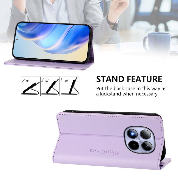 For Redmi Note 15 Pro 5G Global 163.6mm RC01 Dual-Folded Magnetic Suction RFID Leather Phone Case