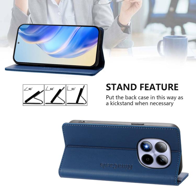 For Redmi Note 15 Pro 5G Global 163.6mm RC01 Dual-Folded Magnetic Suction RFID Leather Phone Case