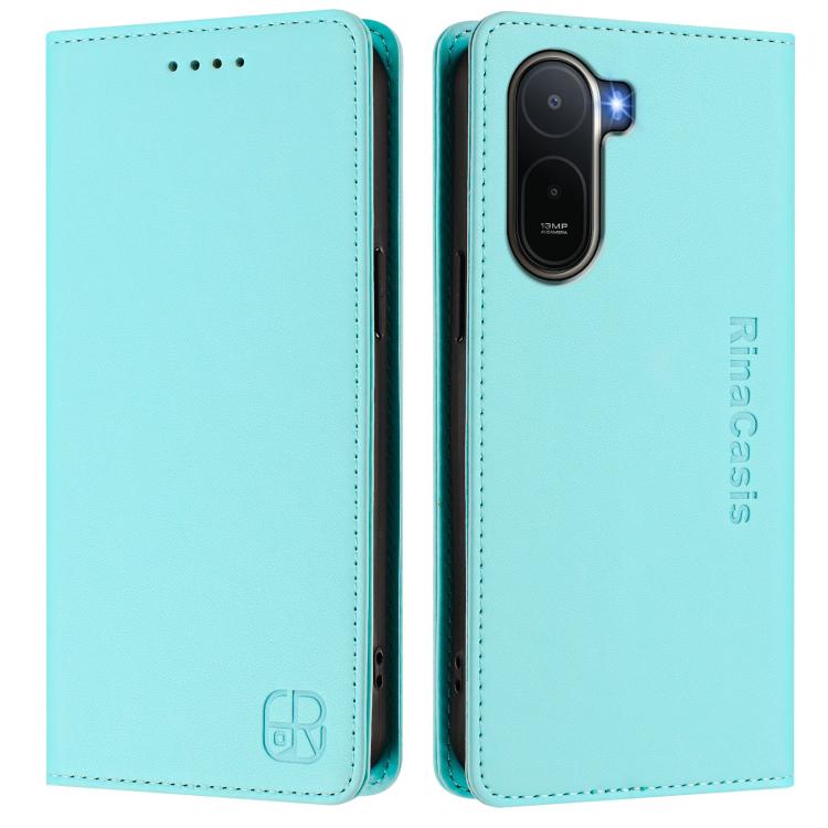 For Redmi A7 Pro 171mm / Poco C85x 5G RC01 Dual-Folded Magnetic Suction RFID Leather Phone Case
