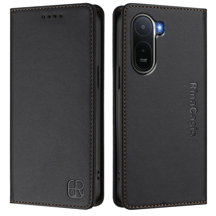 For Redmi A7 Pro 171mm / Poco C85x 5G RC01 Dual-Folded Magnetic Suction RFID Leather Phone Case