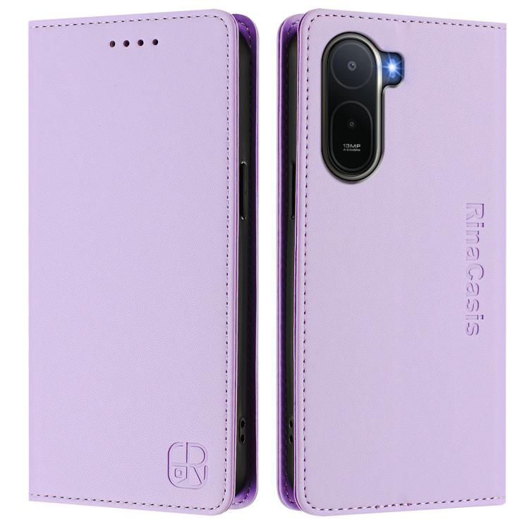For Redmi A7 Pro 171mm / Poco C85x 5G RC01 Dual-Folded Magnetic Suction RFID Leather Phone Case
