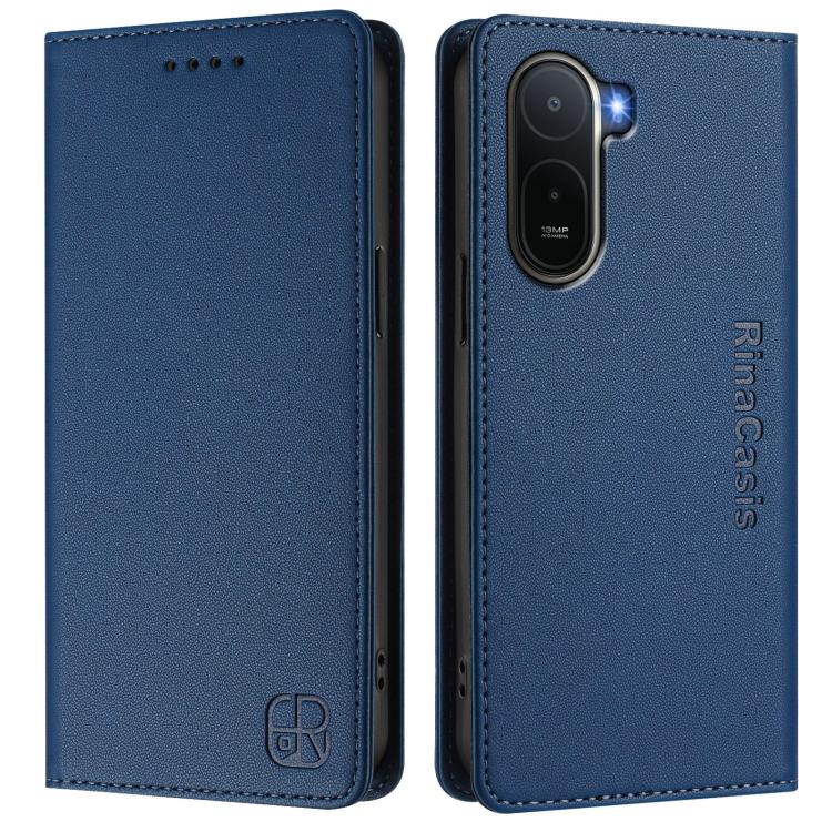 For Redmi A7 Pro 171mm / Poco C85x 5G RC01 Dual-Folded Magnetic Suction RFID Leather Phone Case
