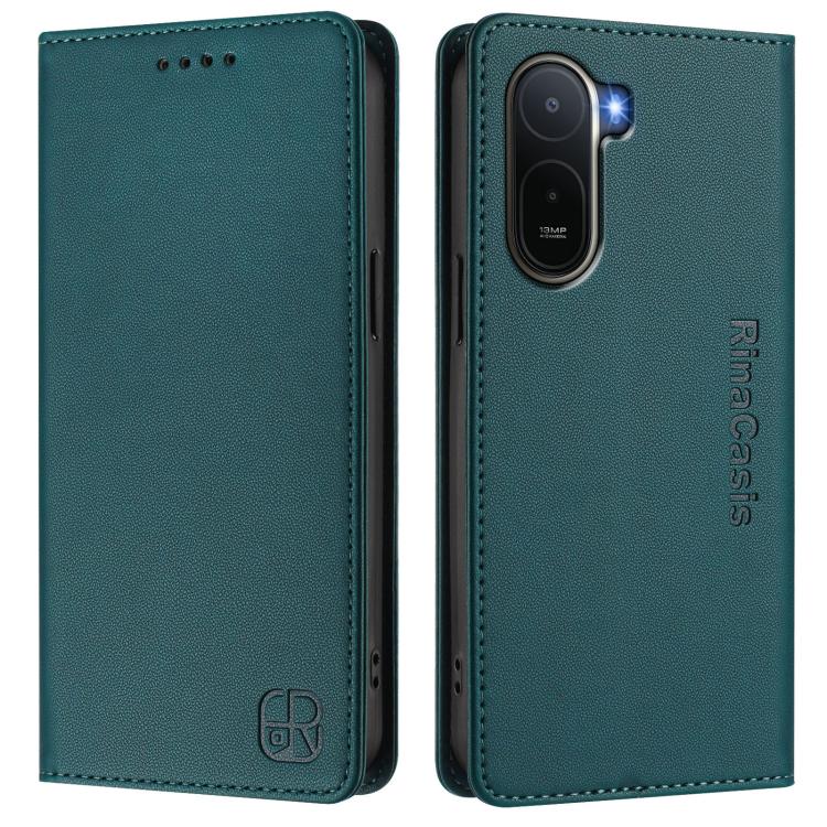 For Redmi A7 Pro 171mm / Poco C85x 5G RC01 Dual-Folded Magnetic Suction RFID Leather Phone Case