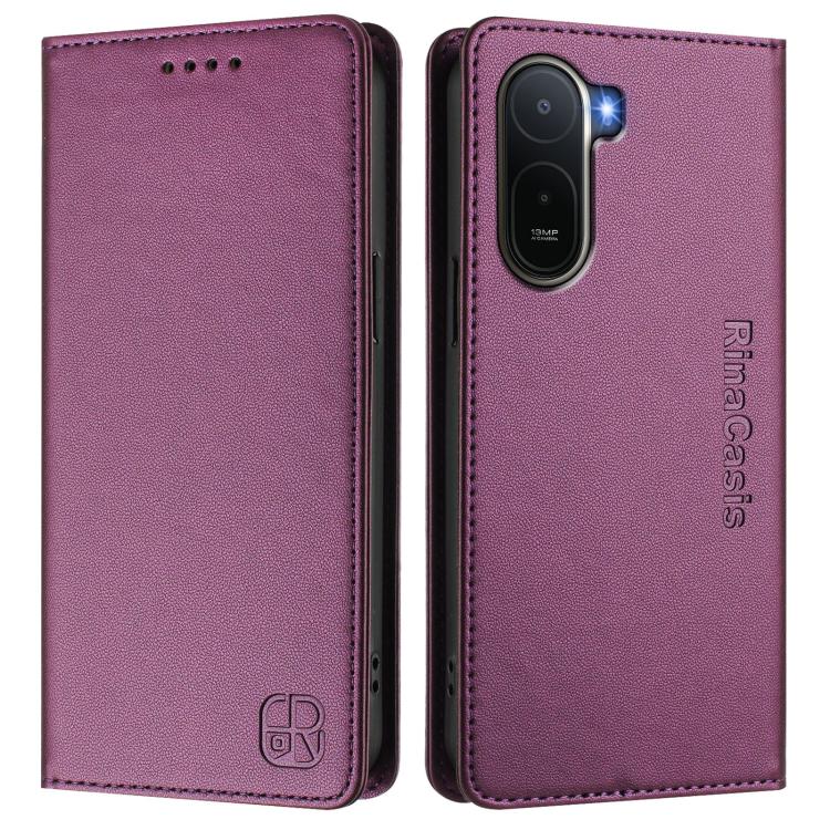 For Redmi A7 Pro 171mm / Poco C85x 5G RC01 Dual-Folded Magnetic Suction RFID Leather Phone Case