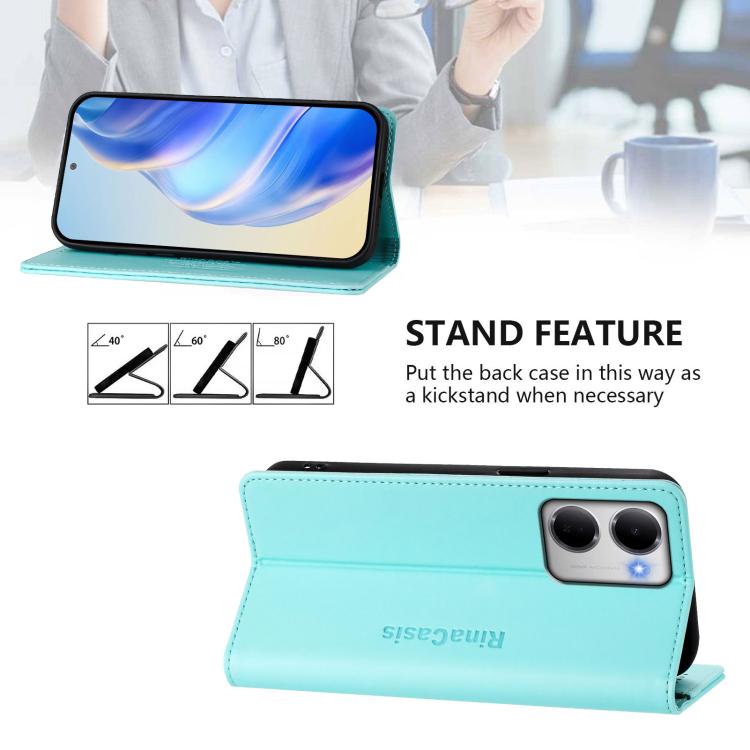 For Redmi 15a 5G Global RC01 Dual-Folded Magnetic Suction RFID Leather Phone Case