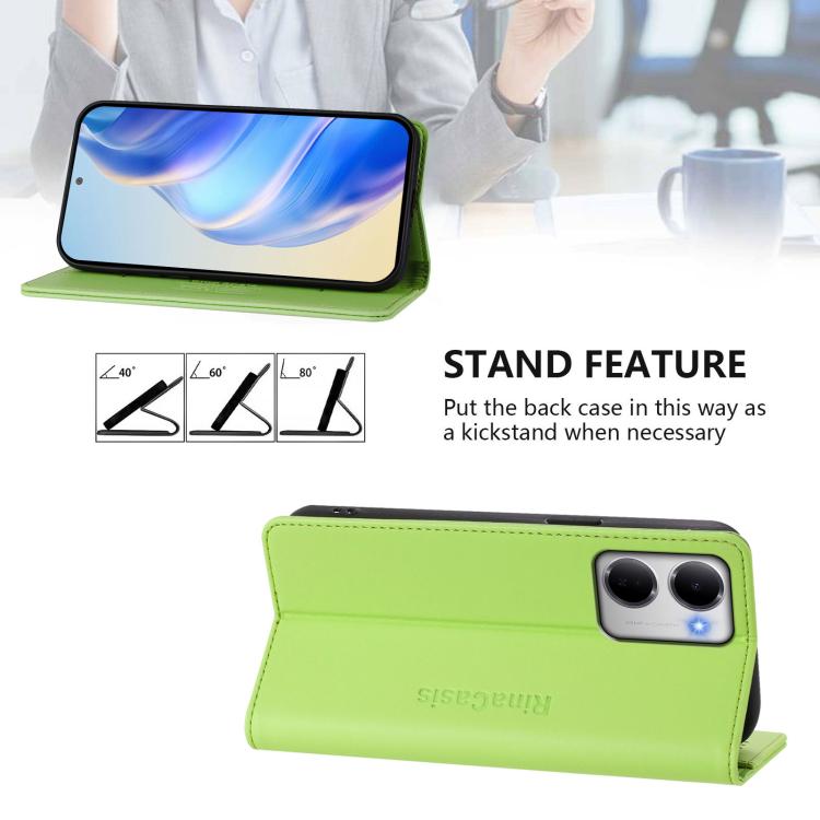 For Redmi 15a 5G Global RC01 Dual-Folded Magnetic Suction RFID Leather Phone Case