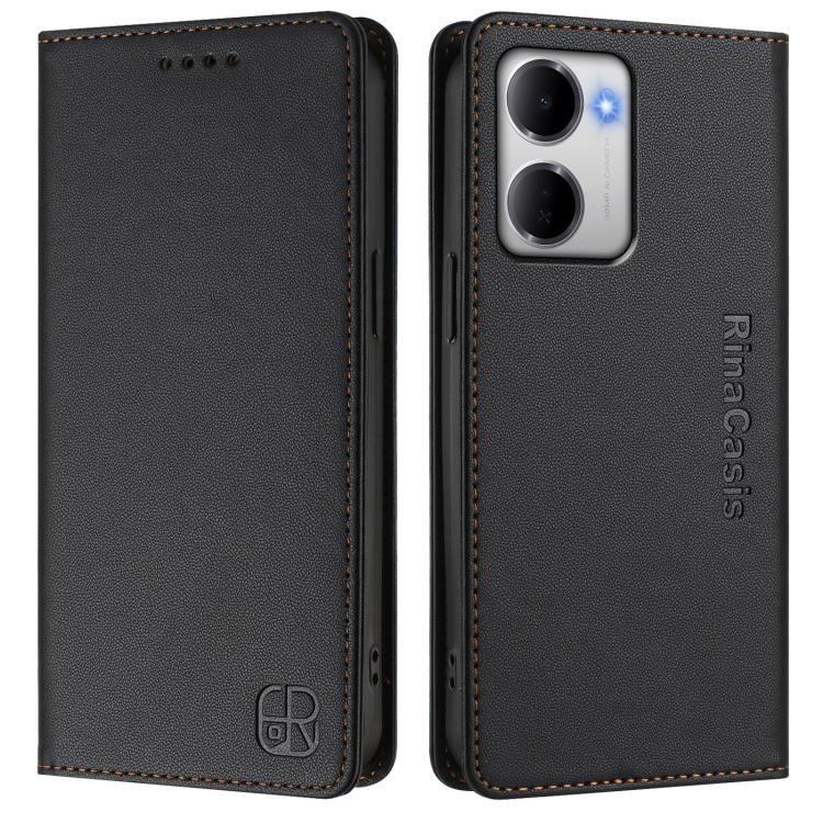 For Redmi 15a 5G Global RC01 Dual-Folded Magnetic Suction RFID Leather Phone Case