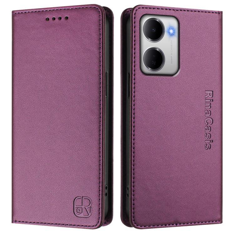 For Redmi 15a 5G Global RC01 Dual-Folded Magnetic Suction RFID Leather Phone Case
