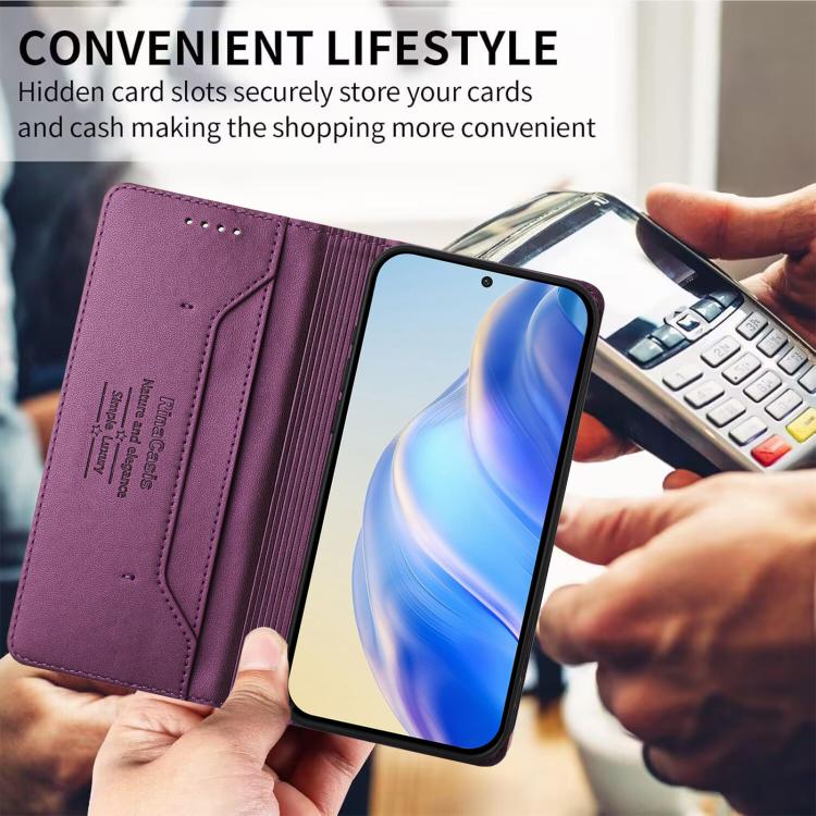 For Redmi 15a 5G Global RC01 Dual-Folded Magnetic Suction RFID Leather Phone Case