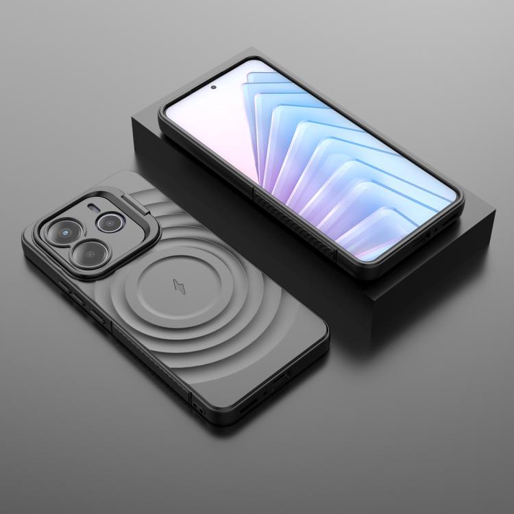 For Redmi Note 14 5G Lens Frame Bracket Corrugated MagSafe Phone Case