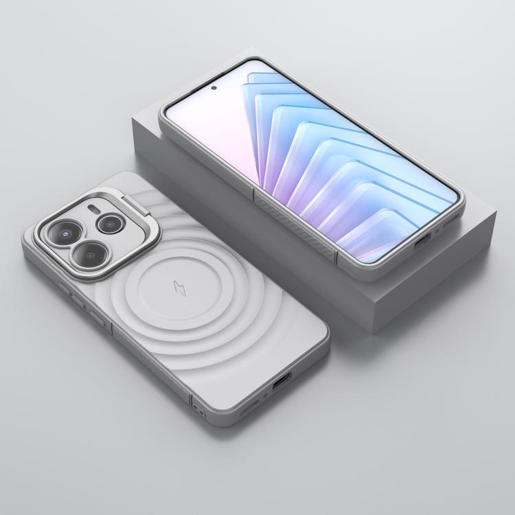 For Redmi Note 14 5G Lens Frame Bracket Corrugated MagSafe Phone Case