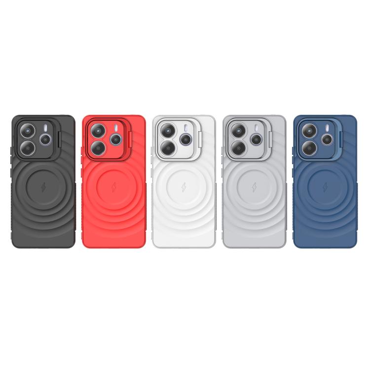 For Redmi Note 14 5G Lens Frame Bracket Corrugated MagSafe Phone Case