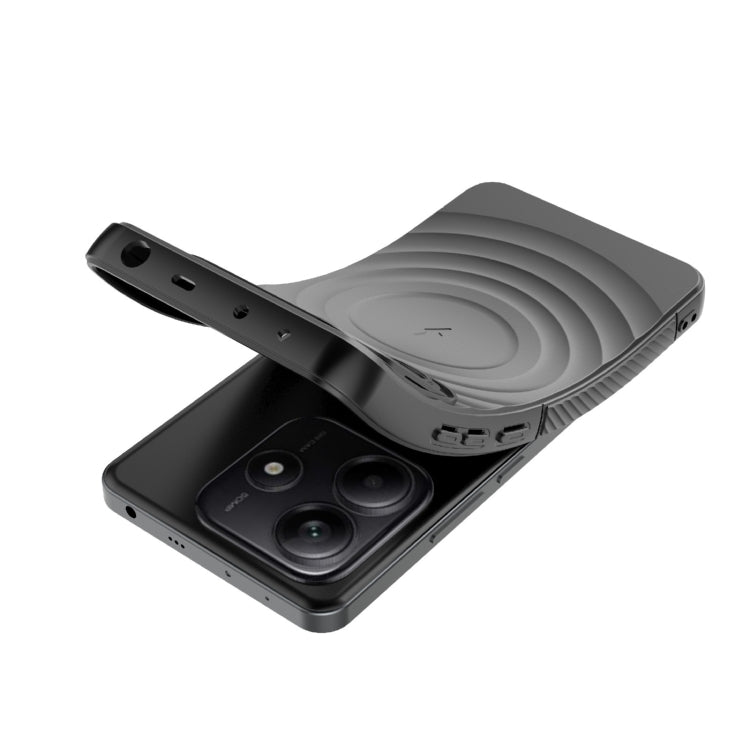For Redmi Note 14 5G Lens Frame Bracket Corrugated MagSafe Phone Case