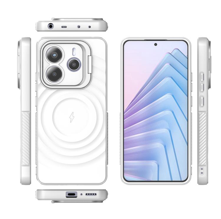 For Redmi Note 14 5G Lens Frame Bracket Corrugated MagSafe Phone Case