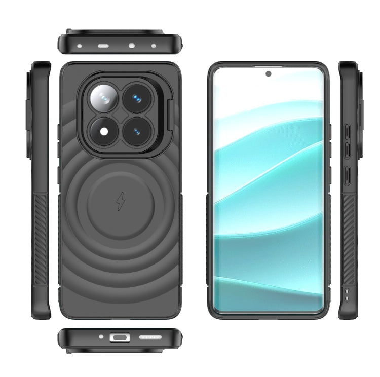 For Redmi Note 14 Pro 5G Lens Frame Bracket Corrugated MagSafe Phone Case