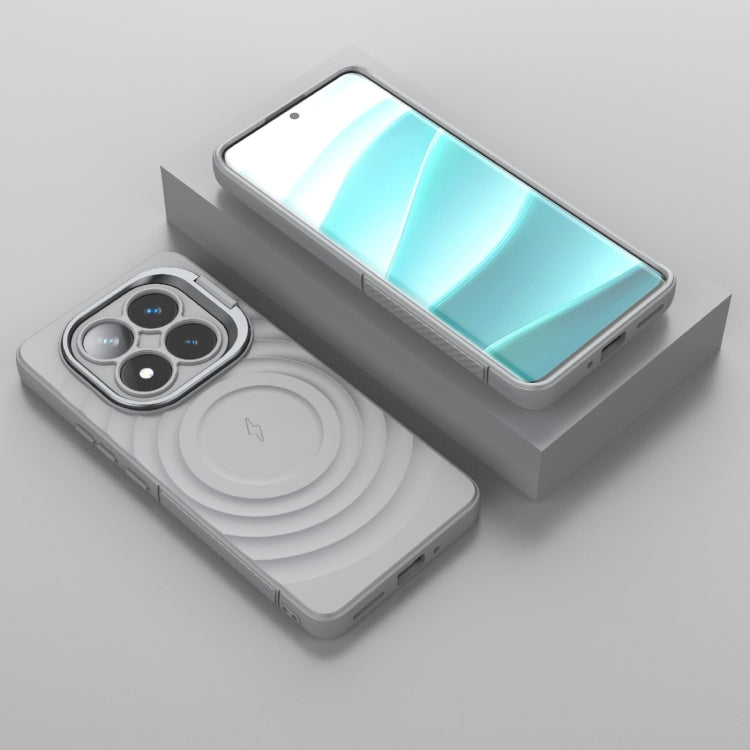 For Redmi Note 14 Pro 5G Lens Frame Bracket Corrugated MagSafe Phone Case